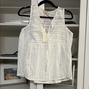 lovestitch White Lace-Trim Lightweight Tie-Front Camisole